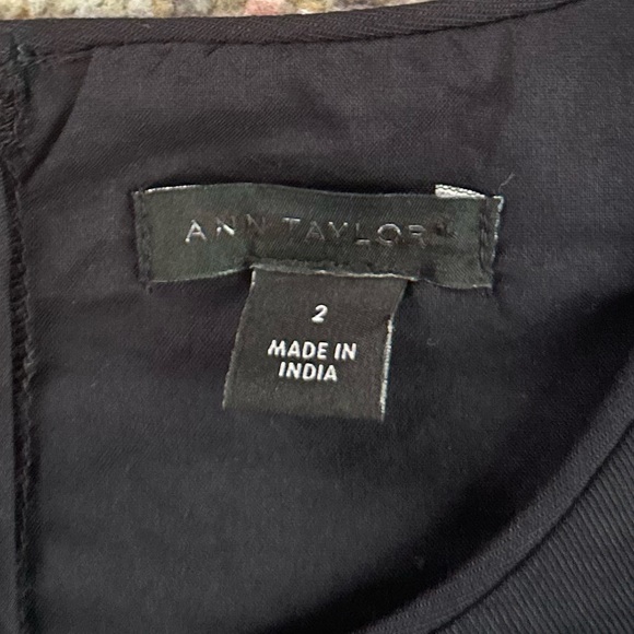 Ann Taylor Black Scalloped Dress Linen Blend Sundress Size 2 - Picture 4 of 6